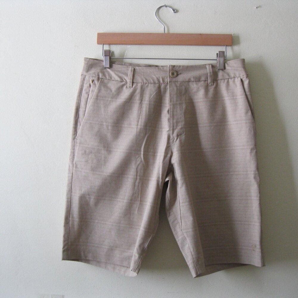 HANG TEN Men's Hybrid Board Walk Shorts, Quick Dry, Lightweight tan stripe 32/34